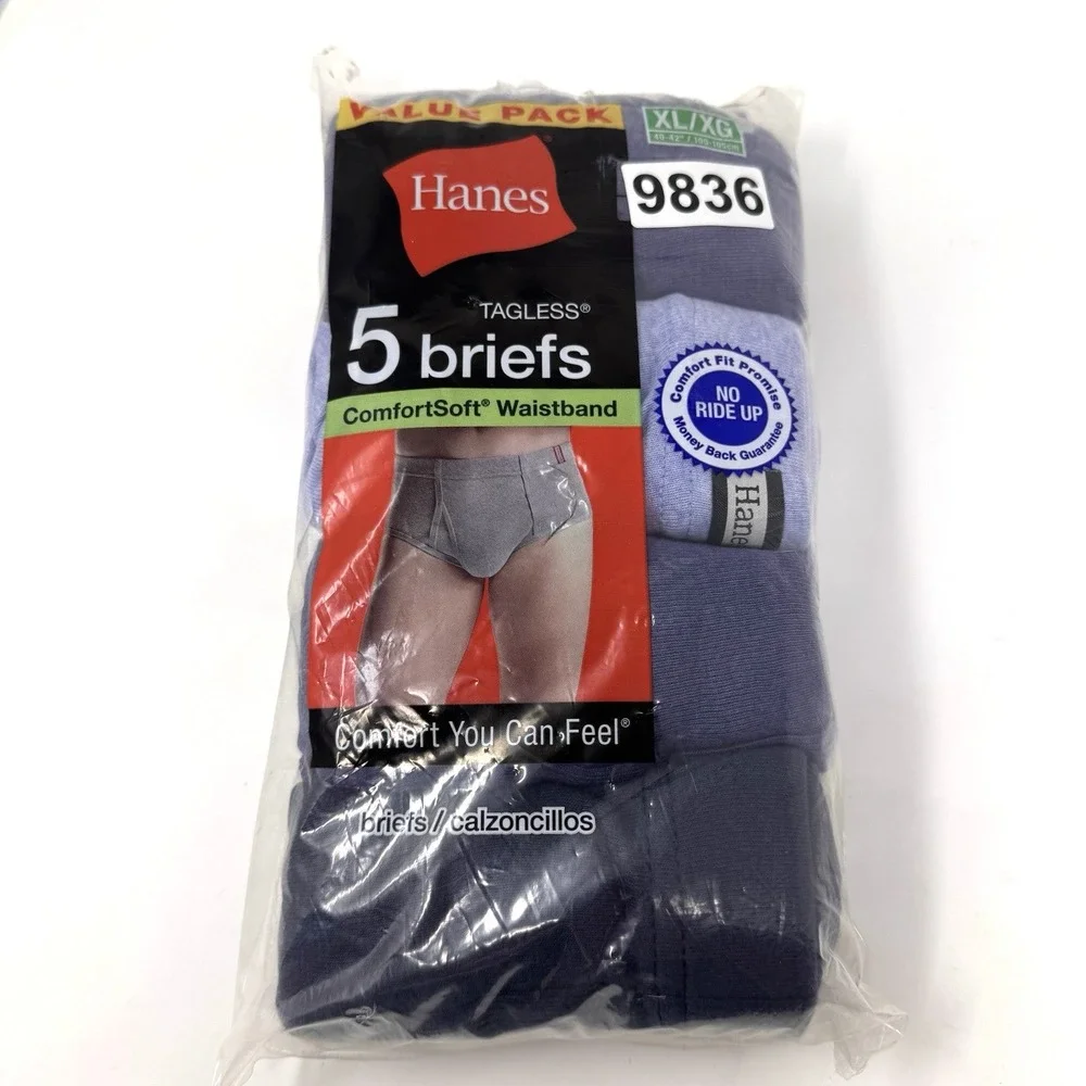 Hanes Men's XL Underwear Bundle T Shirts 6 PK + Briefs 5 PK Tagless New Sealed